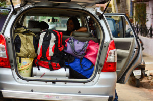 Car packed with Suitcases